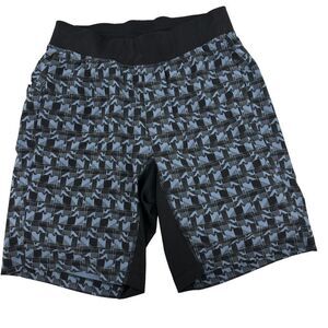 Lululemon Mens T.H.E Shorts Blue Black Multi Geometric Lined M